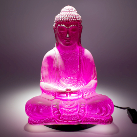 Lampada Buddha in Meditazione - Rosa -  Base Ovale