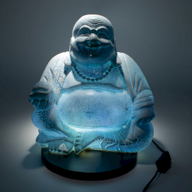 Lampada Buddha Sorridente - Azzurro - Base Rotonda