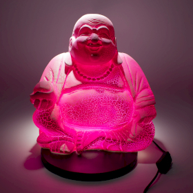 Lampada Buddha Sorridente - Rosa - Base Rotonda