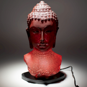 Lampada Busto di Buddha - Rosso - Base Ovale