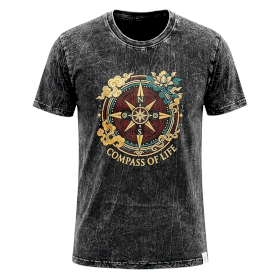 T-shirt L Stonewashed Bussola della Vita – Grigio Scuro