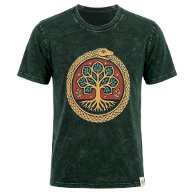 T-shirt XL Stonewashed Albero della Vita – Verde