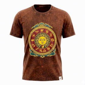 T-shirt L Stonewashed Sole & Zodiaco - Marrone