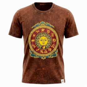 T-shirt XL Stonewashed Sole & Zodiaco - Marrone