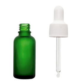 192x Bottiglie in Vetro Verde Satinato da 10ml con Pipette Bianche