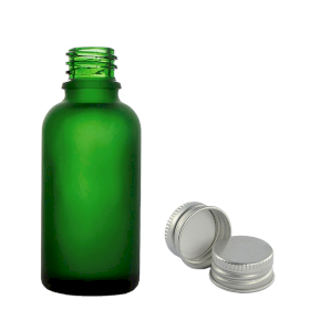 88x Bottiglie in Vetro Verde Satinato da 50ml con Tappi Alluminio