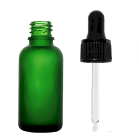 88x Bottiglie in Vetro Verde Satinato da 50ml con Pipette Nere