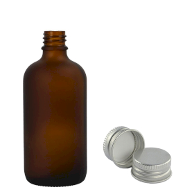 88x Bottiglie in Vetro Ambrato Satinato da 50ml con Tappi Alluminio
