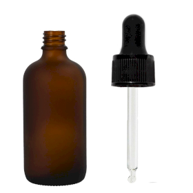88x Bottiglie in Vetro Ambrato Satinato da 50ml con Pipette Nere