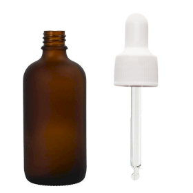 88x Bottiglie in Vetro Ambrato Satinato da 50ml con Pipette Bianche