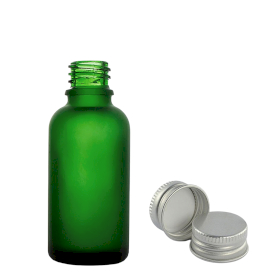 110x Bottiglie in Vetro Verde Satinato da 30ml con Tappi Alluminio