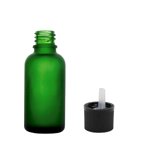 110x Bottiglie in Vetro Verde Satinato da 30ml con Tappi Sicurezza Bambini