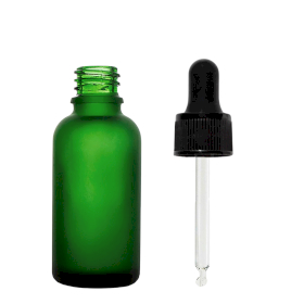 110x Bottiglie in Vetro Verde Satinato da 30ml con Pipette Nere