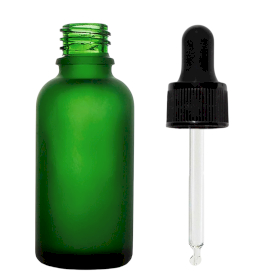 70x Bottiglie in Vetro Verde Satinato da 100ml con Pipette Nere