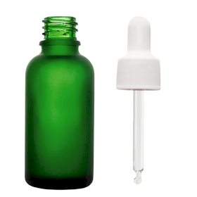 70x Bottiglie in Vetro Verde Satinato da 100ml con Pipette Bianche