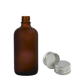 110x Bottiglie in Vetro Ambrato Satinato da 30ml con Tappi Alluminio