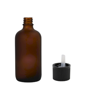 110x Bottiglie in Vetro Ambrato Satinato da 30ml con Tappi Sicurezza Bambini