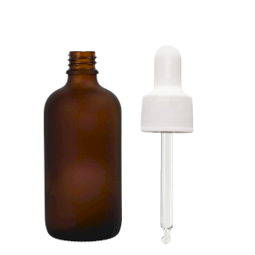 110x Bottiglie in Vetro Ambrato Satinato da 30ml con Pipette Bianche