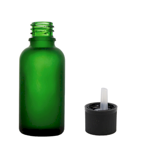 88x Bottiglie in Vetro Verde Satinato da 50ml con Tappi Sicurezza Bambini