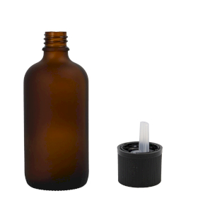 88x Bottiglie in Vetro Ambrato Satinato da 50ml con Tappi Sicurezza Bambini