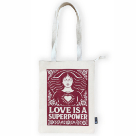 5x Iconic Tote Bag - Love is a Super Power - Naturale 10oz (42x30 cm)