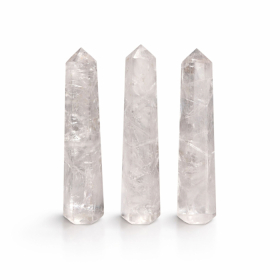 3x Obelisco a 6 Facce ( circa 11 cm) - Quarzo Trasparente