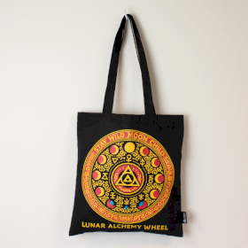 10x Iconic Tote Bag - Ruota dell\'Alchimia Lunare - Nera 6oz (40x36 cm)