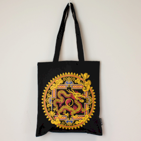 10x Iconic Tote Bag - Drago Yin e Yang - Nera 6oz (40x36 cm)