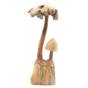 Scultura Artigianale in Legno Parasite - Due Funghi