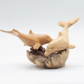 Scultura Artigianale in Legno Parasite - Delfini che Giocano