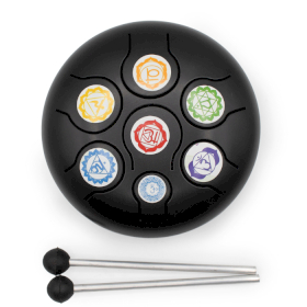 Tamburo Lingua d\'Acciaio Nero - Chakra 14x7cm