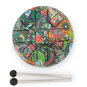 Tamburo Lingua d\'Acciaio - Mandala di Foglie 14x7cm