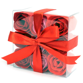 3x Set di 9 Fiori di Sapone - Rose Rosse