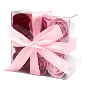 3x Set di 9 Fiori di Sapone - Rose Rosa