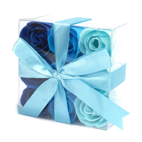 3x Set di 9 Fiori di Sapone  - Rose Blu