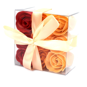 3x Set di 9 Fiori di Sapone Box - Rose Pesca