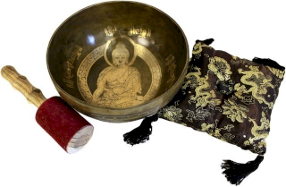 Set Campana Tibetana in ottone dorato