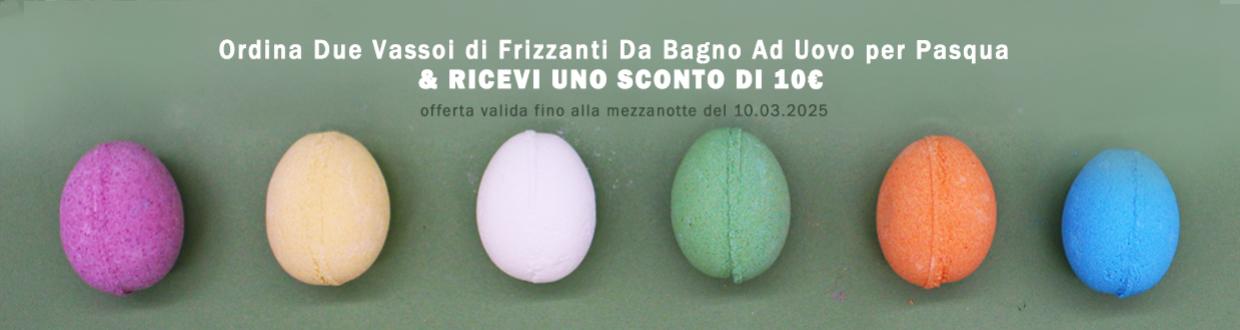 Ordina due vassoi di frizzanti da bagno ad uovo per Pasqua e ricevi uno sconto di 10€